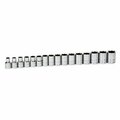 Williams Socket Set, 16 Pieces, 1/2 Inch Dr, Shallow, 1/2 Inch Size JHW32943